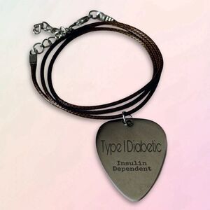 T1D Medical Alert, Guitar Pick Charm & Adjustable Rope, Unisex